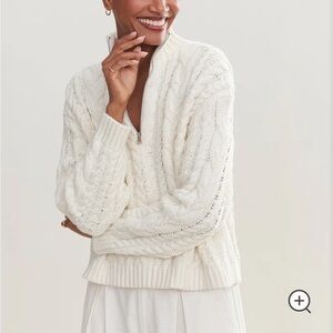 JENNI KAYNE
Cotton Cable Half Zip (Color IVORY)